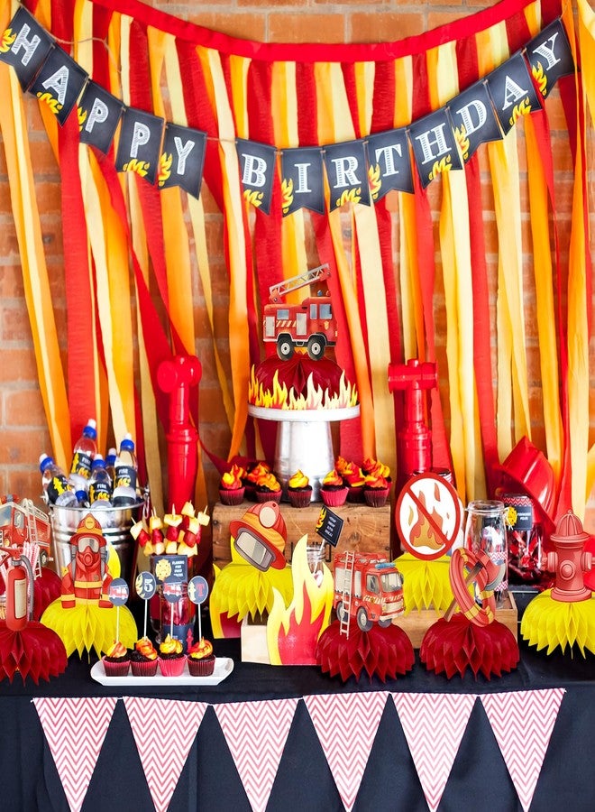 BQC 9 Pcs Firetruck Birthday Decorations Fire Hydrant Centerpiece Firefighter Birthday Party Decorations Fire Truck Party Favors Fire Truck Birthday Party Supplies - Image 4